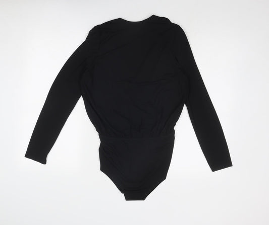 Marks and Spencer Womens Black Polyester Bodysuit One-Piece Size 8 Pullover - Wrap Style