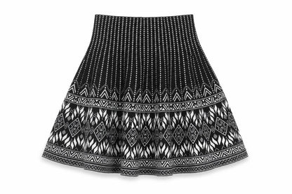New Look Womens Black Geometric Polyester Swing Skirt Size 8