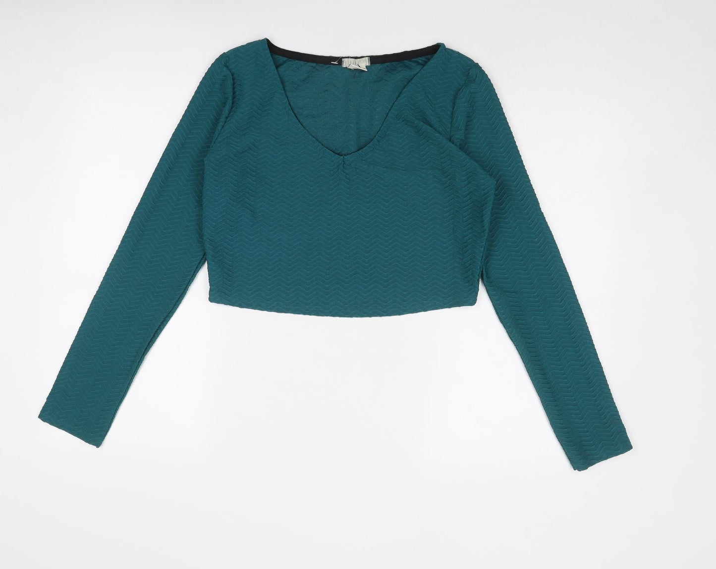 Womens UK Size L Cooperative Blue Cropped T-Shirt
