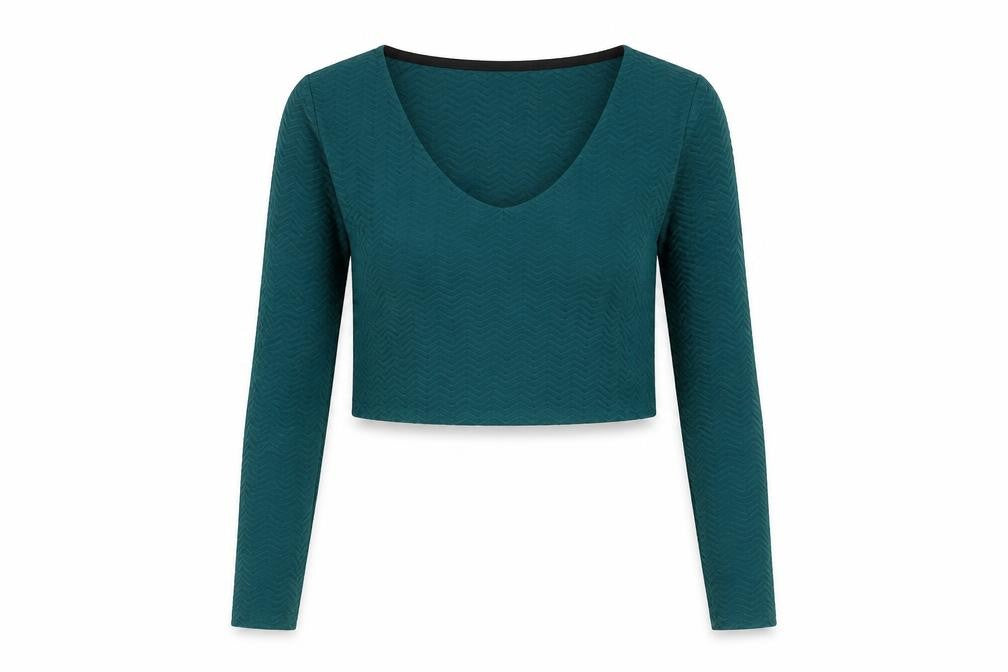 Womens UK Size L Cooperative Blue Cropped T-Shirt