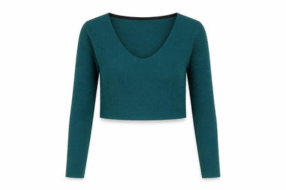 Womens UK Size L Cooperative Blue Cropped T-Shirt
