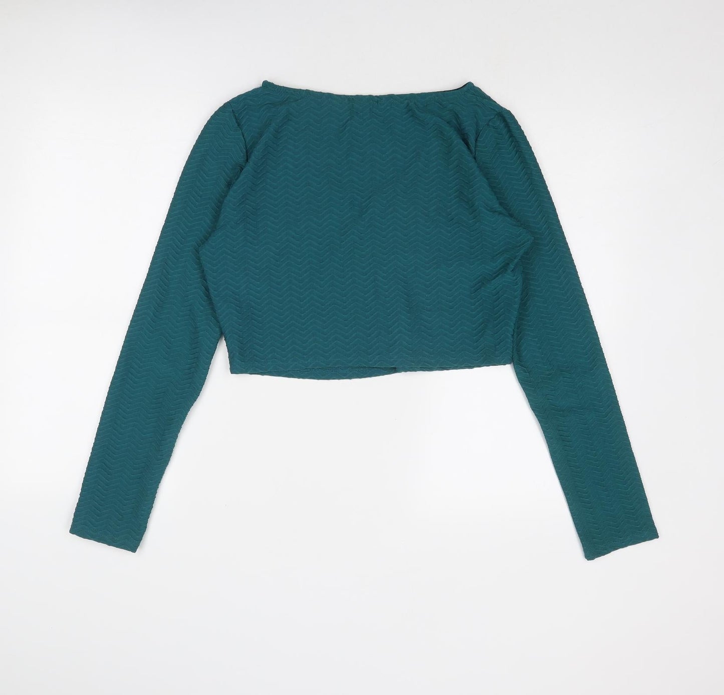 Womens UK Size L Cooperative Blue Cropped T-Shirt