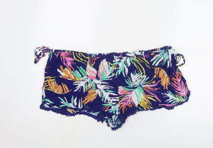 Marks and Spencer Womens Blue Geometric Viscose Hot Pants Shorts Size 22 Regular Pull On
