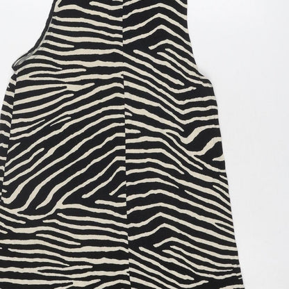 H&M Womens Black Animal Print Viscose Trapeze & Swing Size XS Round Neck Pullover - Zebra Pattern