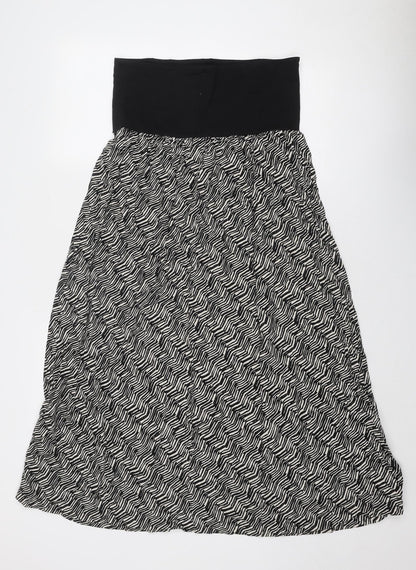 mamas & papas Womens Black Geometric Viscose Trapeze & Swing Size 6 Off the Shoulder Pullover