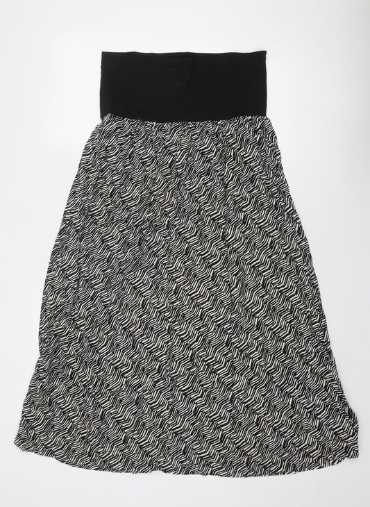 Additional front view of mamas & papas women’s black geometric viscose trapeze & swing, size UK 6, off the shoulder pullover