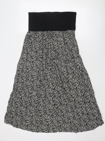mamas & papas Womens Black Geometric Viscose Trapeze & Swing Size 6 Off the Shoulder Pullover