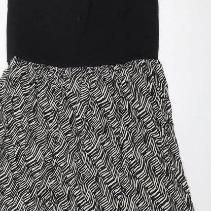 mamas & papas Womens Black Geometric Viscose Trapeze & Swing Size 6 Off the Shoulder Pullover