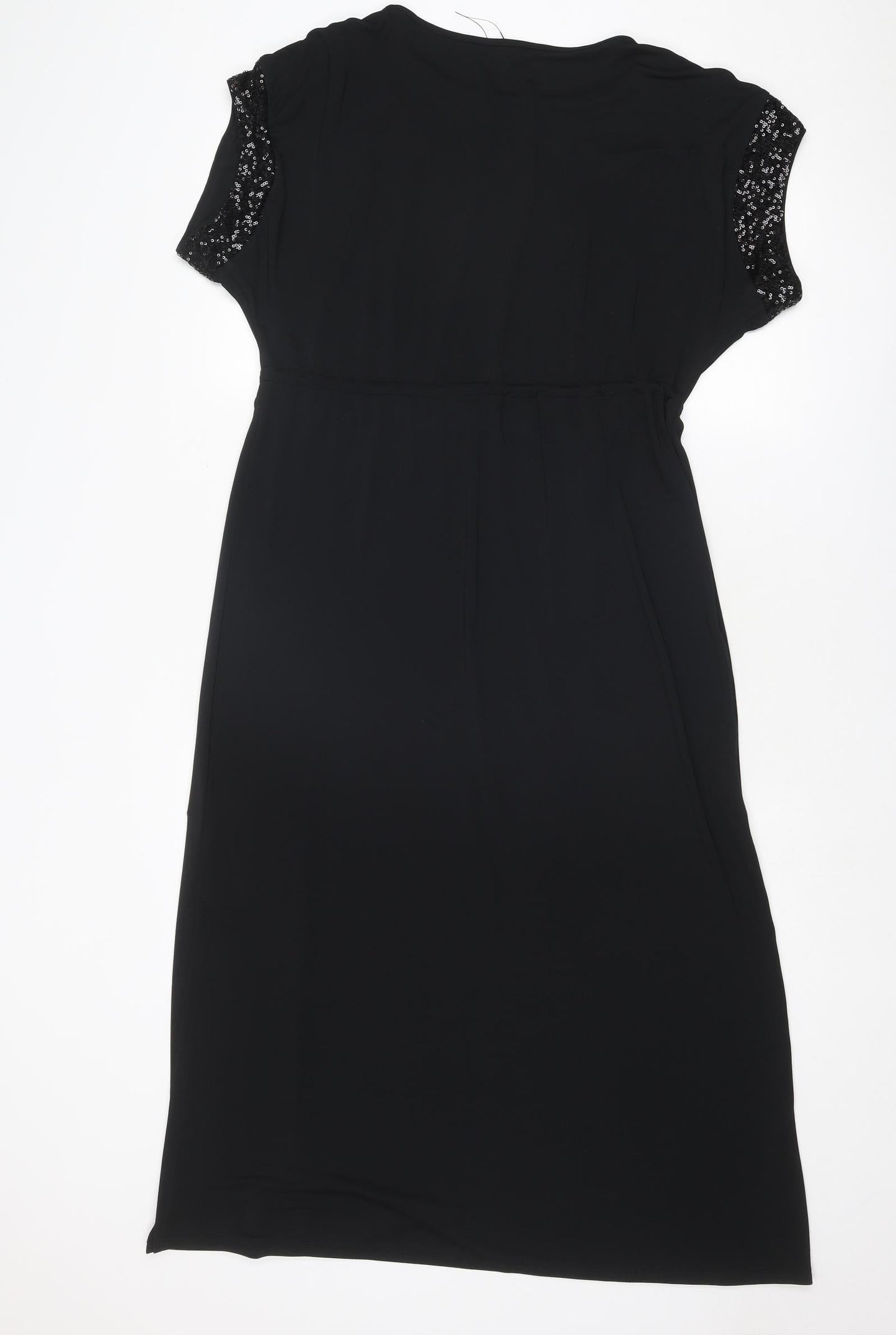 Marks and Spencer Womens Black Polyester A-Line Size 8 Round Neck Pullover
