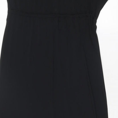 Marks and Spencer Womens Black Polyester A-Line Size 8 Round Neck Pullover