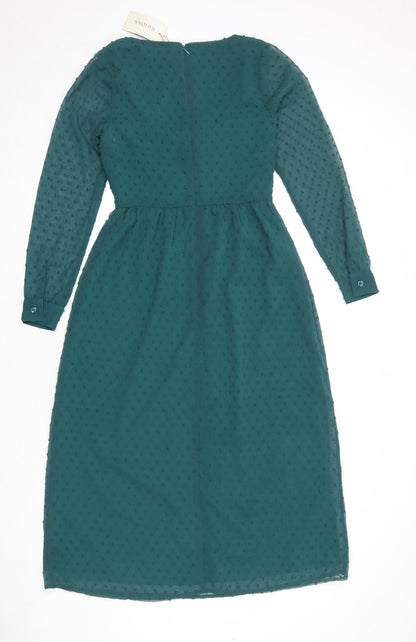 Rihoas Womens Green Polka Dot Polyester Trapeze & Swing Size XS Sweetheart Zip