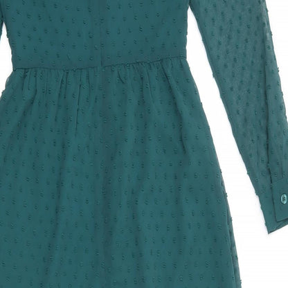 Rihoas Womens Green Polka Dot Polyester Trapeze & Swing Size XS Sweetheart Zip