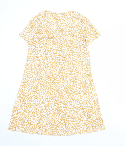 Cotton On Womens Orange Floral Polyester T-Shirt Dress Size XS Round Neck Pullover