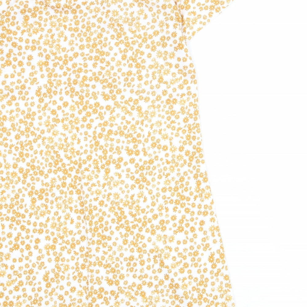 Cotton On Womens Orange Floral Polyester T-Shirt Dress Size XS Round Neck Pullover