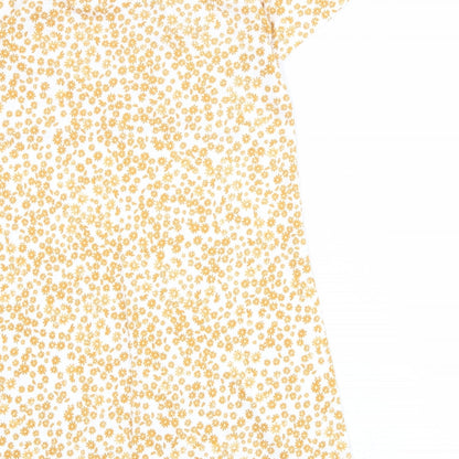 Cotton On Womens Orange Floral Polyester T-Shirt Dress Size XS Round Neck Pullover