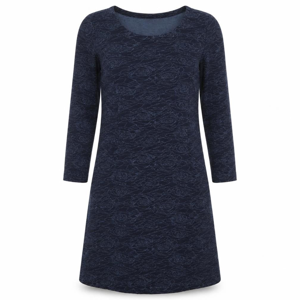 Adini Womens Blue Geometric Cotton A-Line Size S Round Neck Pullover