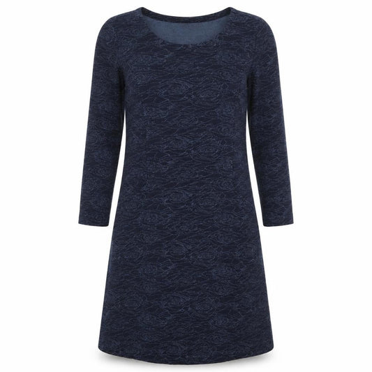 Adini Womens Blue Geometric Cotton A-Line Size S Round Neck Pullover