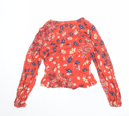 Womens UK Size 6 H&M Red Basic Button-Up