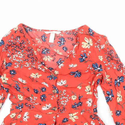 Womens UK Size 6 H&M Red Basic Button-Up