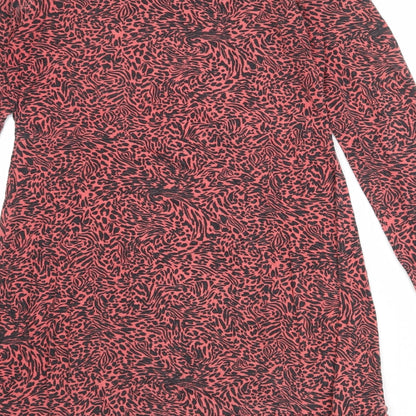 Friends Like These Womens Pink Animal Print Viscose Skater Dress Size 12 Round Neck Pullover - Leopard Tiger Pattern