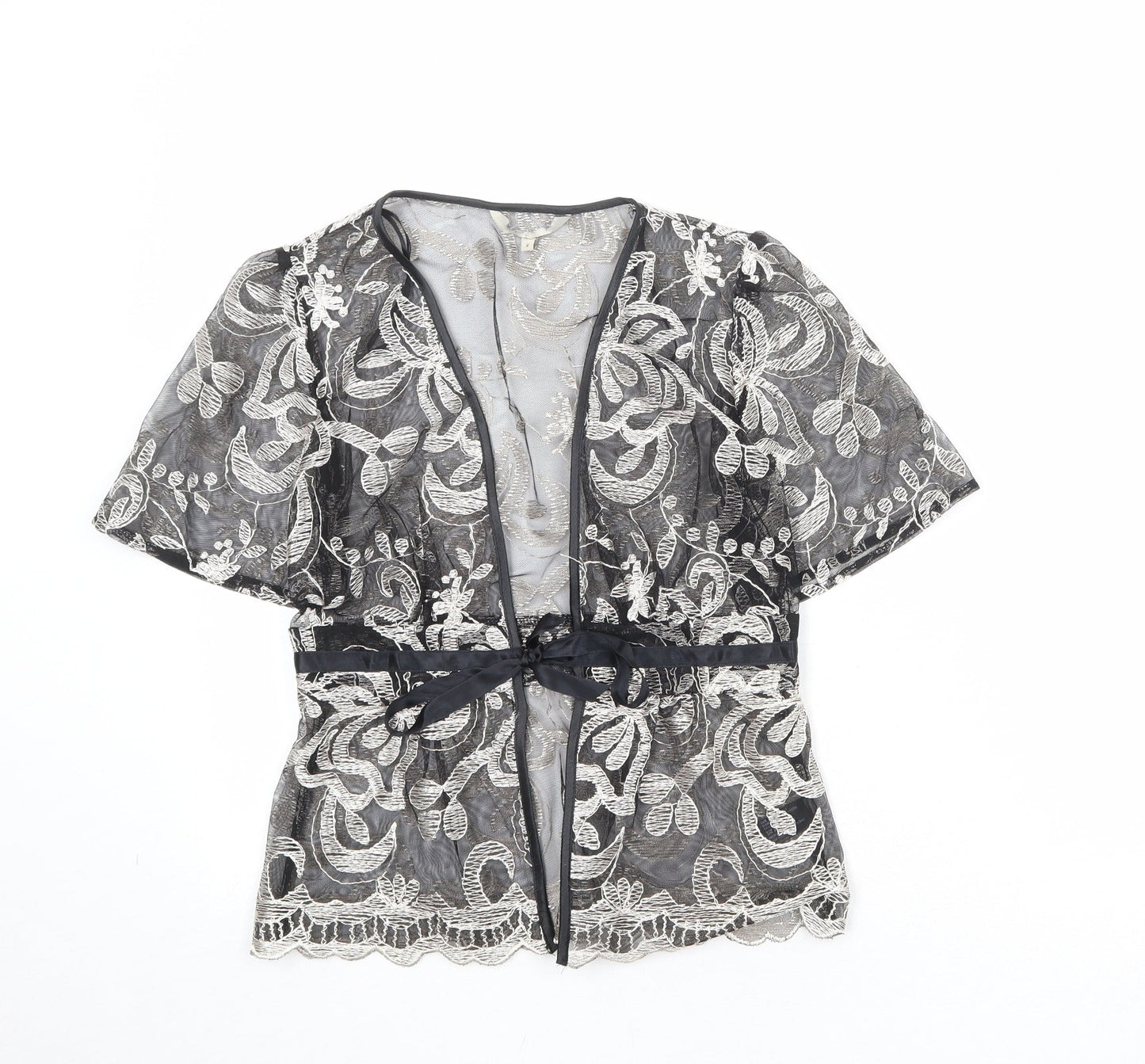 Womens UK Size 8 Debenhams Black Kimono Blouse