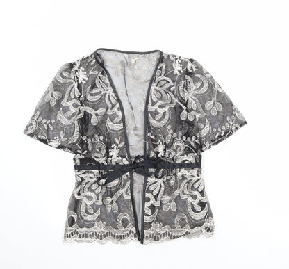 Womens UK Size 8 Debenhams Black Kimono Blouse