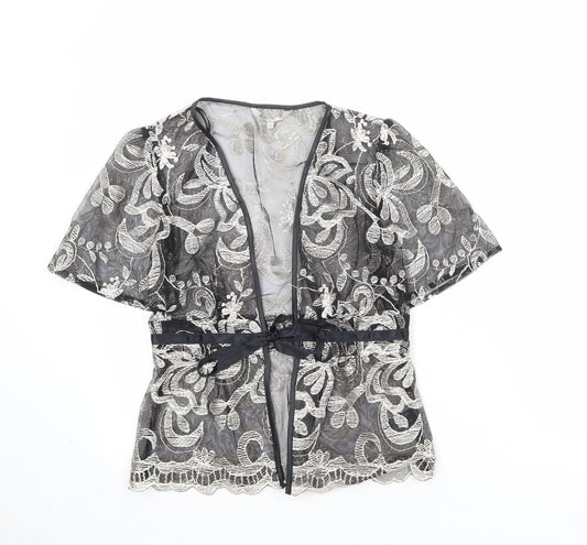 Womens UK Size 8 Debenhams Black Kimono Blouse