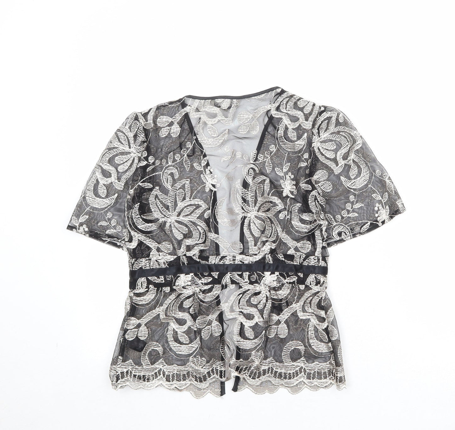 Womens UK Size 8 Debenhams Black Kimono Blouse