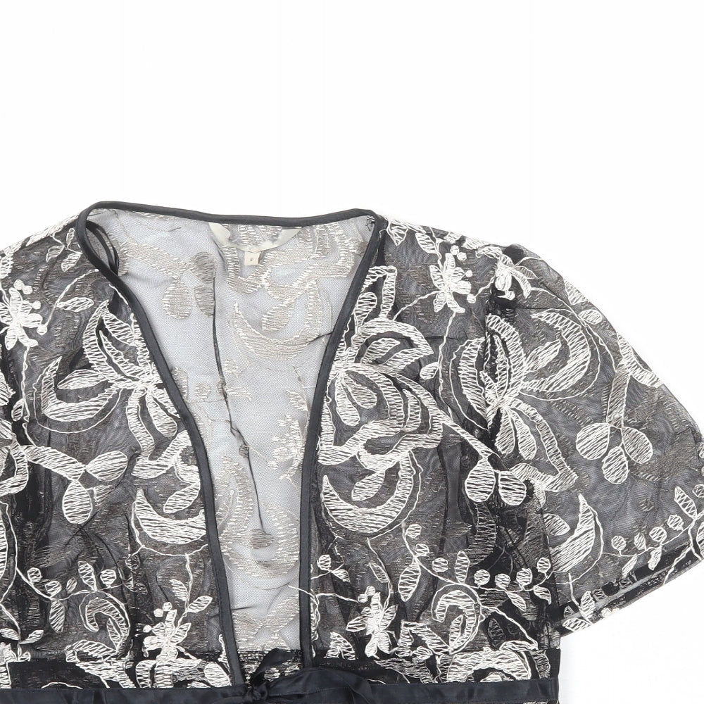 Womens UK Size 8 Debenhams Black Kimono Blouse