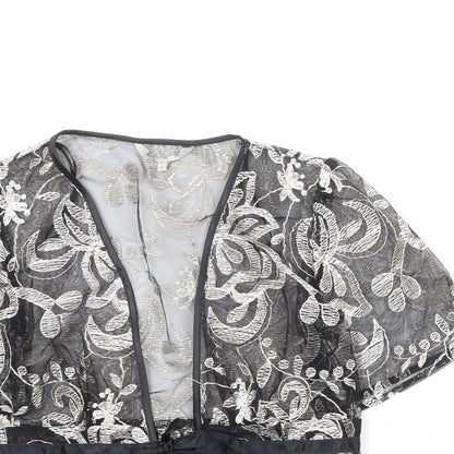 Womens UK Size 8 Debenhams Black Kimono Blouse