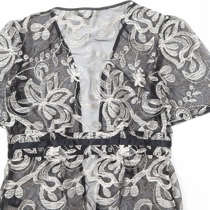 Womens UK Size 8 Debenhams Black Kimono Blouse