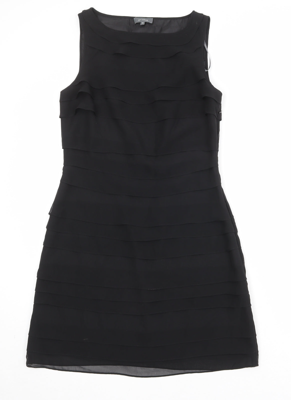 Et Vous Womens Black Polyester Shift Size 10 Round Neck Zip
