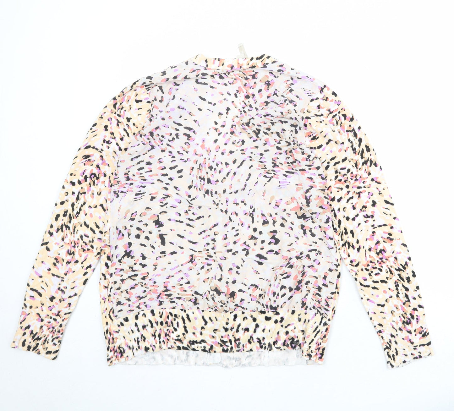 Wishbone Womens Multicoloured V-Neck Geometric Cotton Cardigan Jumper Size M