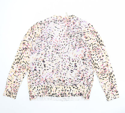 Wishbone Womens Multicoloured V-Neck Geometric Cotton Cardigan Jumper Size M