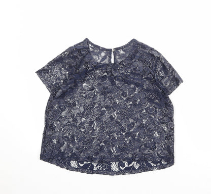 Debenhams Womens Blue Polyester Basic Blouse Size 8 Boat Neck