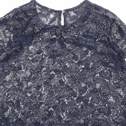 Debenhams Womens Blue Polyester Basic Blouse Size 8 Boat Neck