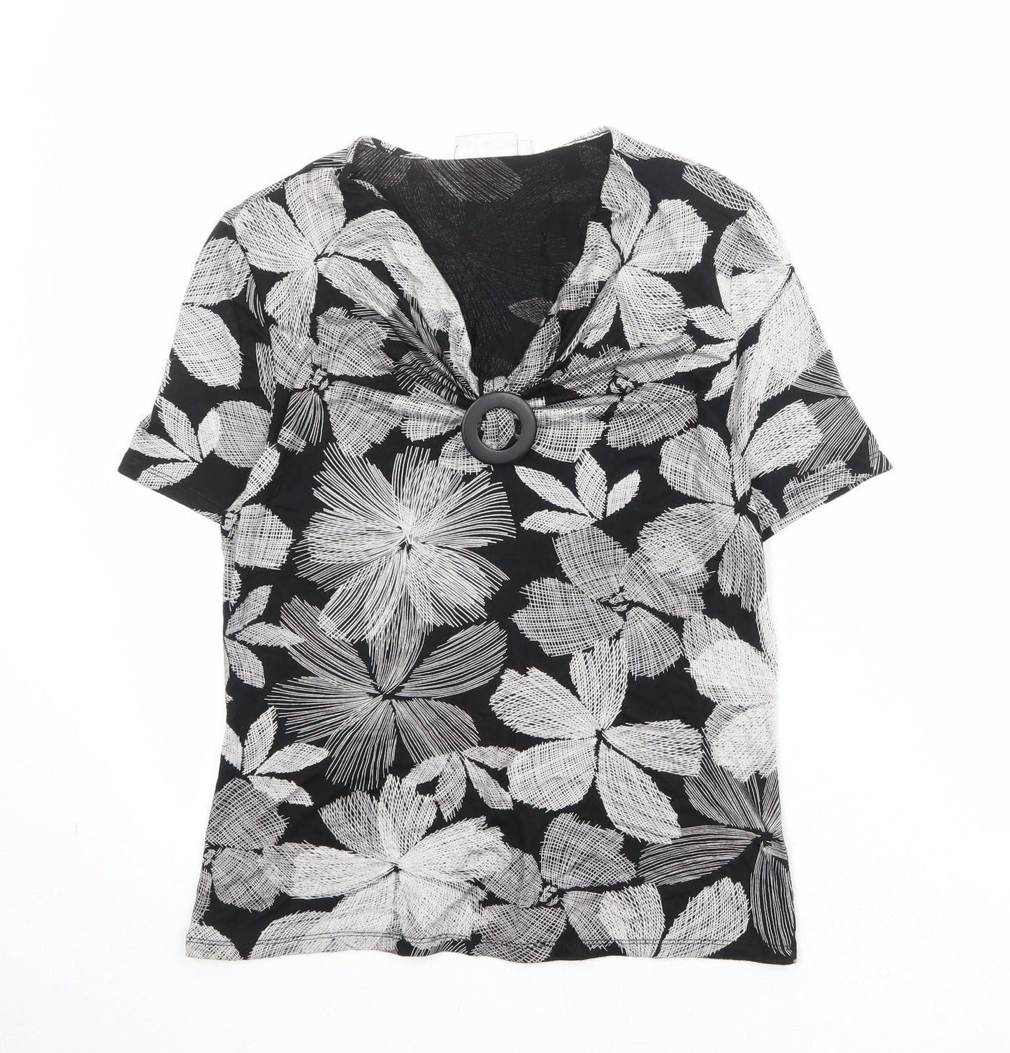 Womens UK Size M CC Black Basic T-Shirt