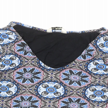 Miss Selfridge Womens Multicoloured Geometric Viscose Cropped T-Shirt Size 8 V-Neck
