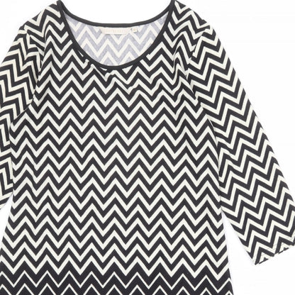 Epilogue Womens Black Geometric Polyester A-Line Size 12 Round Neck Pullover