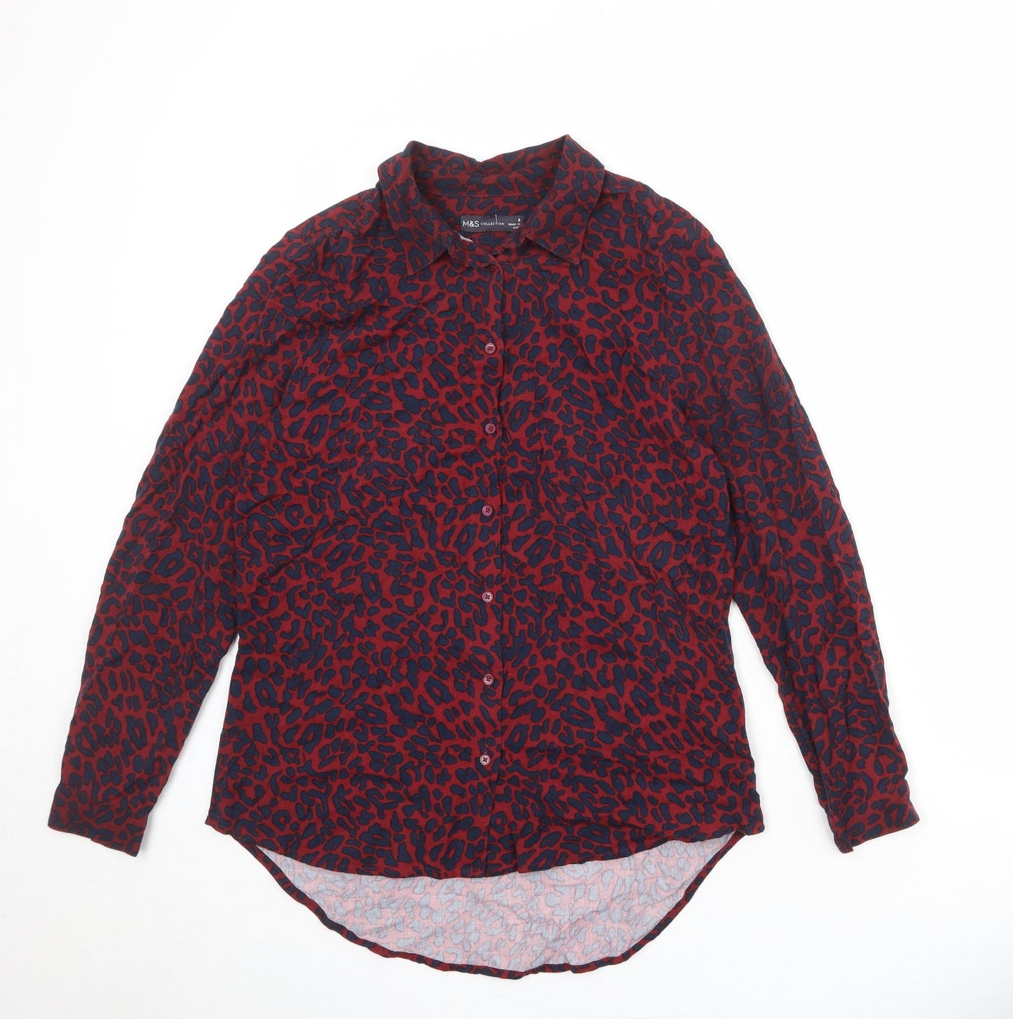 Womens UK Size 8 Marks and Spencer Red Basic Button-Up