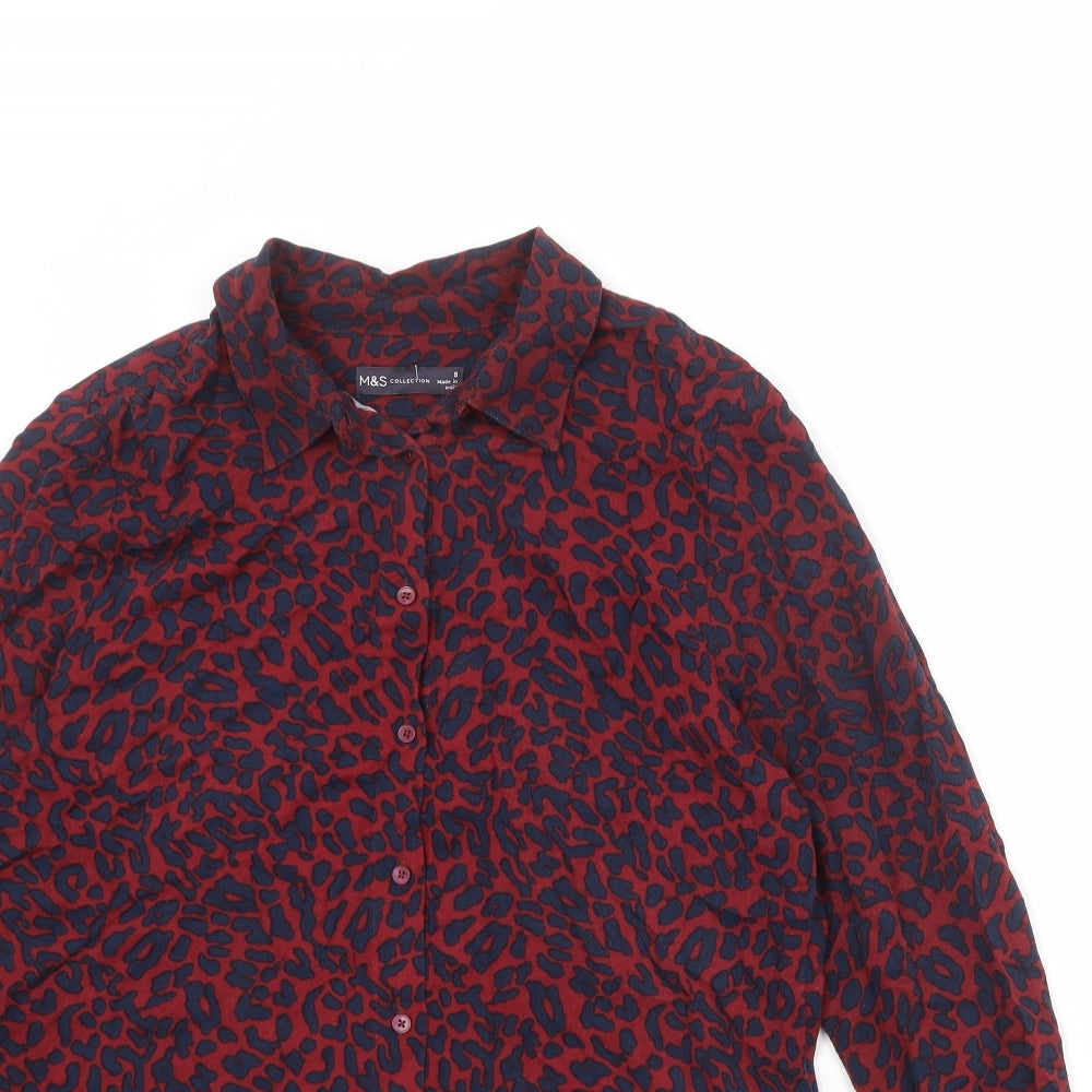 Womens UK Size 8 Marks and Spencer Red Basic Button-Up