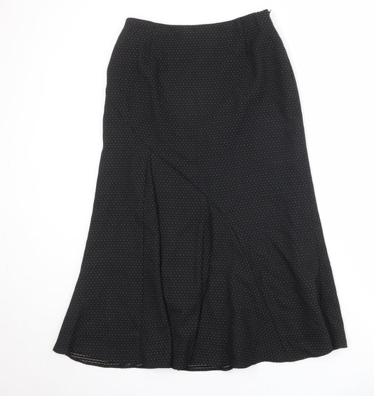 Alex & Co Womens Black Polka Dot Polyester Swing Skirt Size 10 Zip