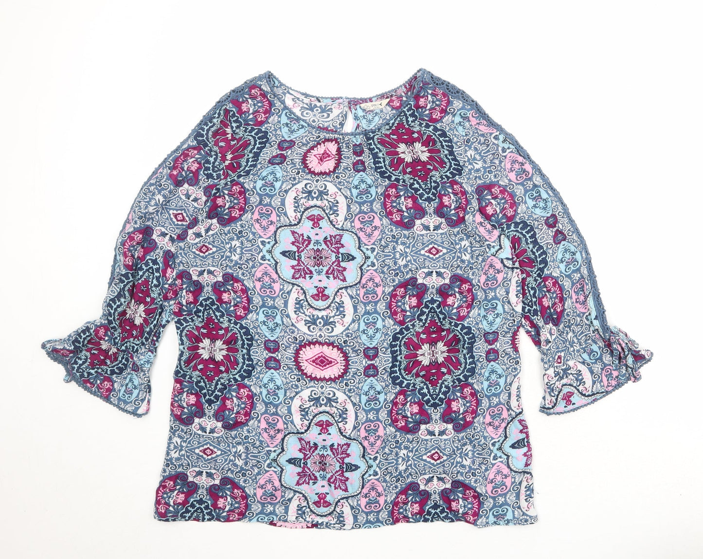 Womens UK Size 10 M&Co Multicoloured Basic Blouse
