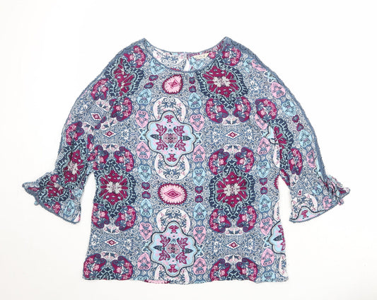 Womens UK Size 10 M&Co Multicoloured Basic Blouse