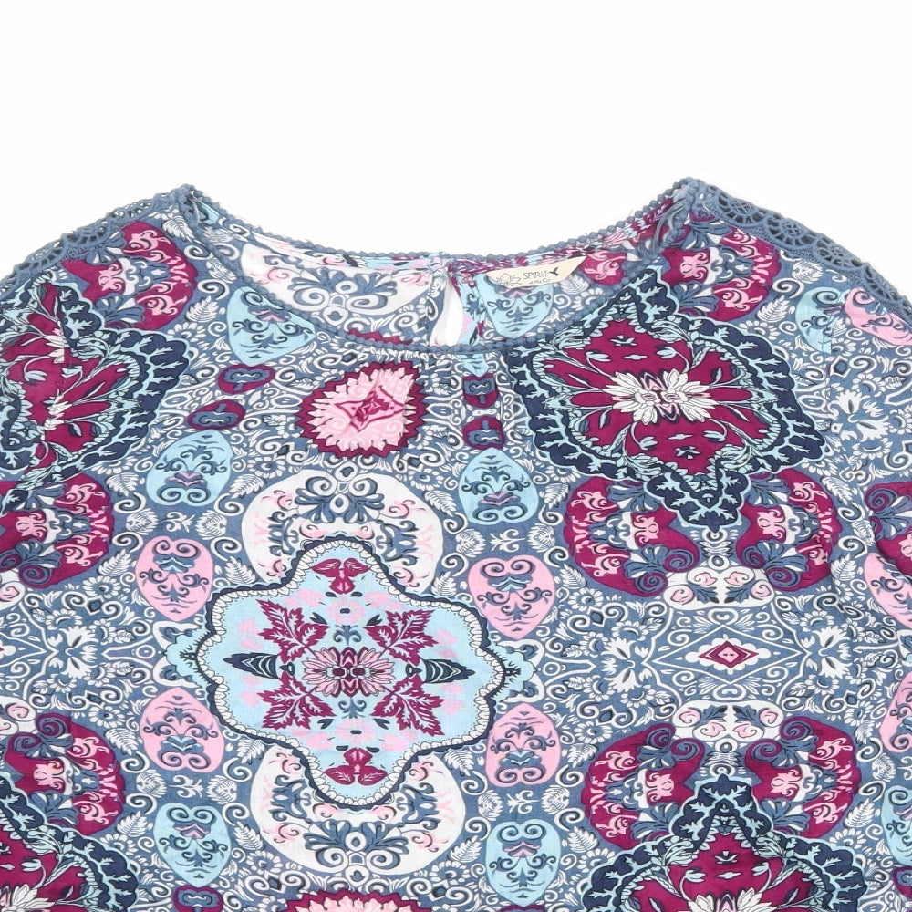 Womens UK Size 10 M&Co Multicoloured Basic Blouse
