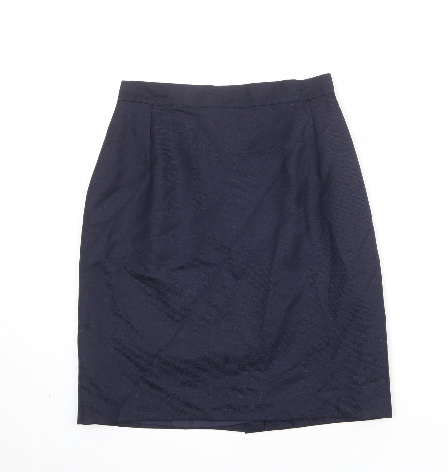 Henry White Womens Blue Wool A-Line Skirt Size 12 Zip