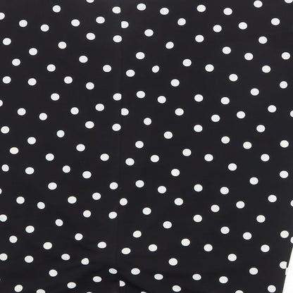 Just Elegance Womens Black Polka Dot Polyester Basic T-Shirt Size S Round Neck - Knot Front