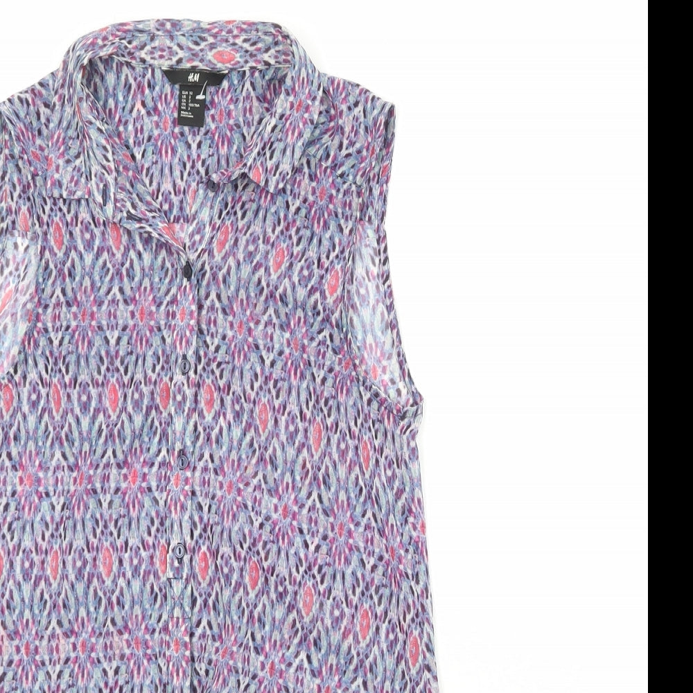 Womens UK Size 6 H&M Multicoloured Basic Button-Up