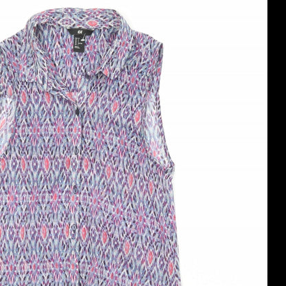 Womens UK Size 6 H&M Multicoloured Basic Button-Up