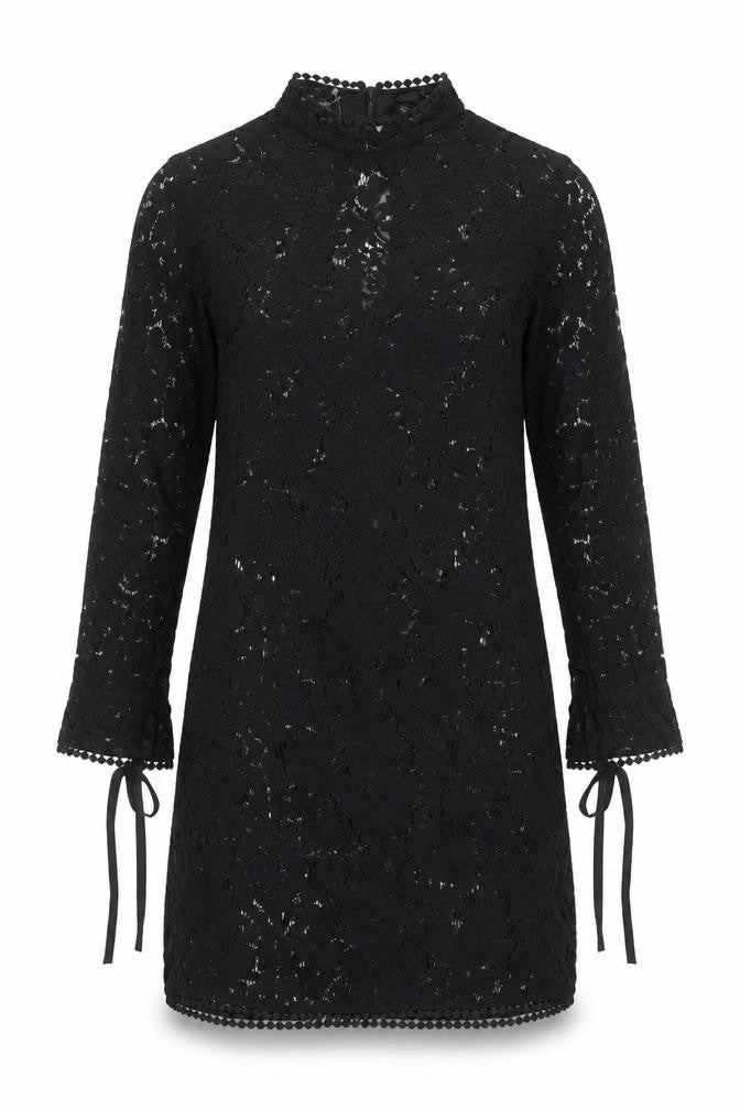 H&M Womens Black Polyester A-Line Size 8 V-Neck Tie